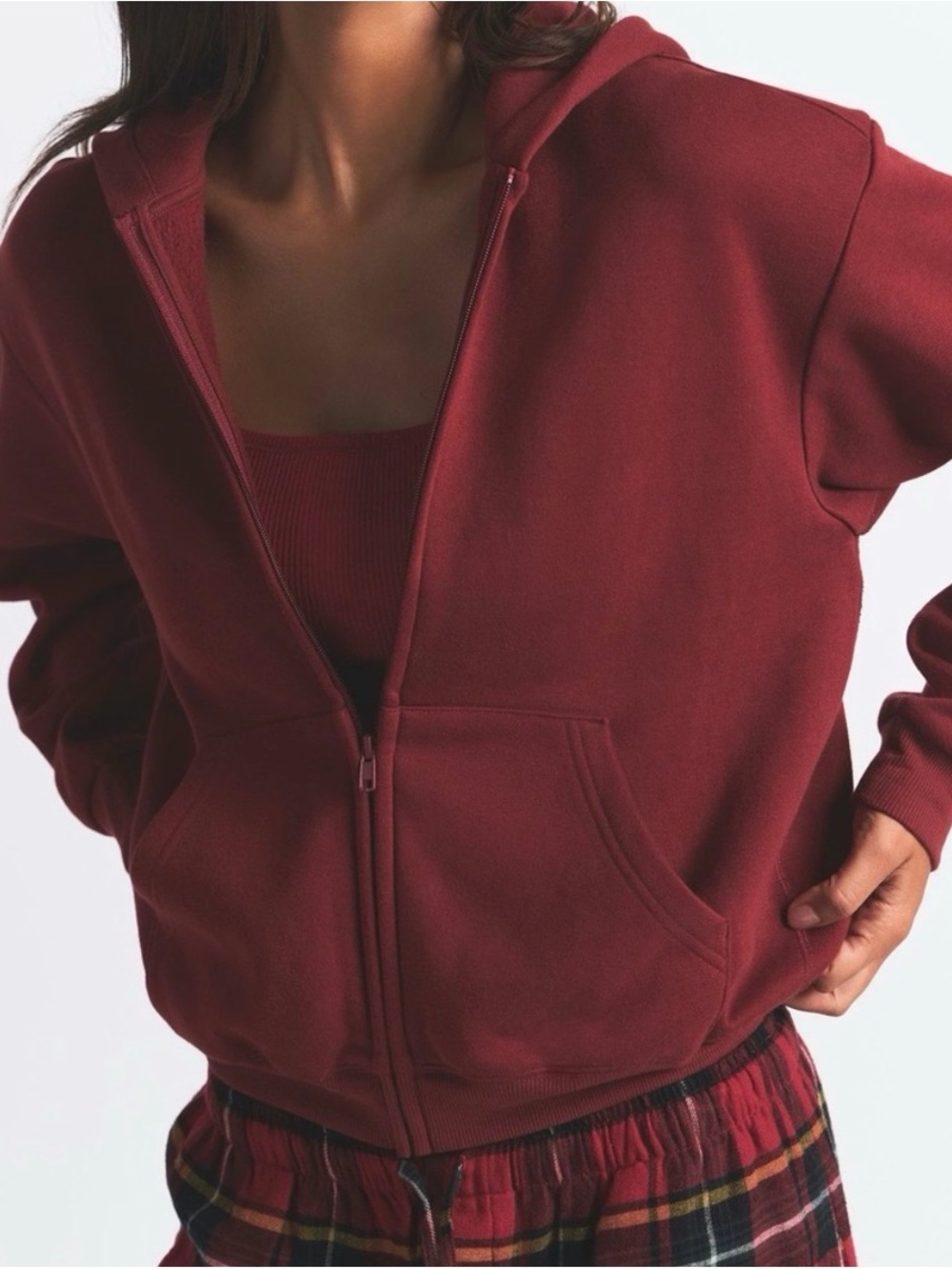 SKIMS Women’s Oversize Maroon Zip Hoodie